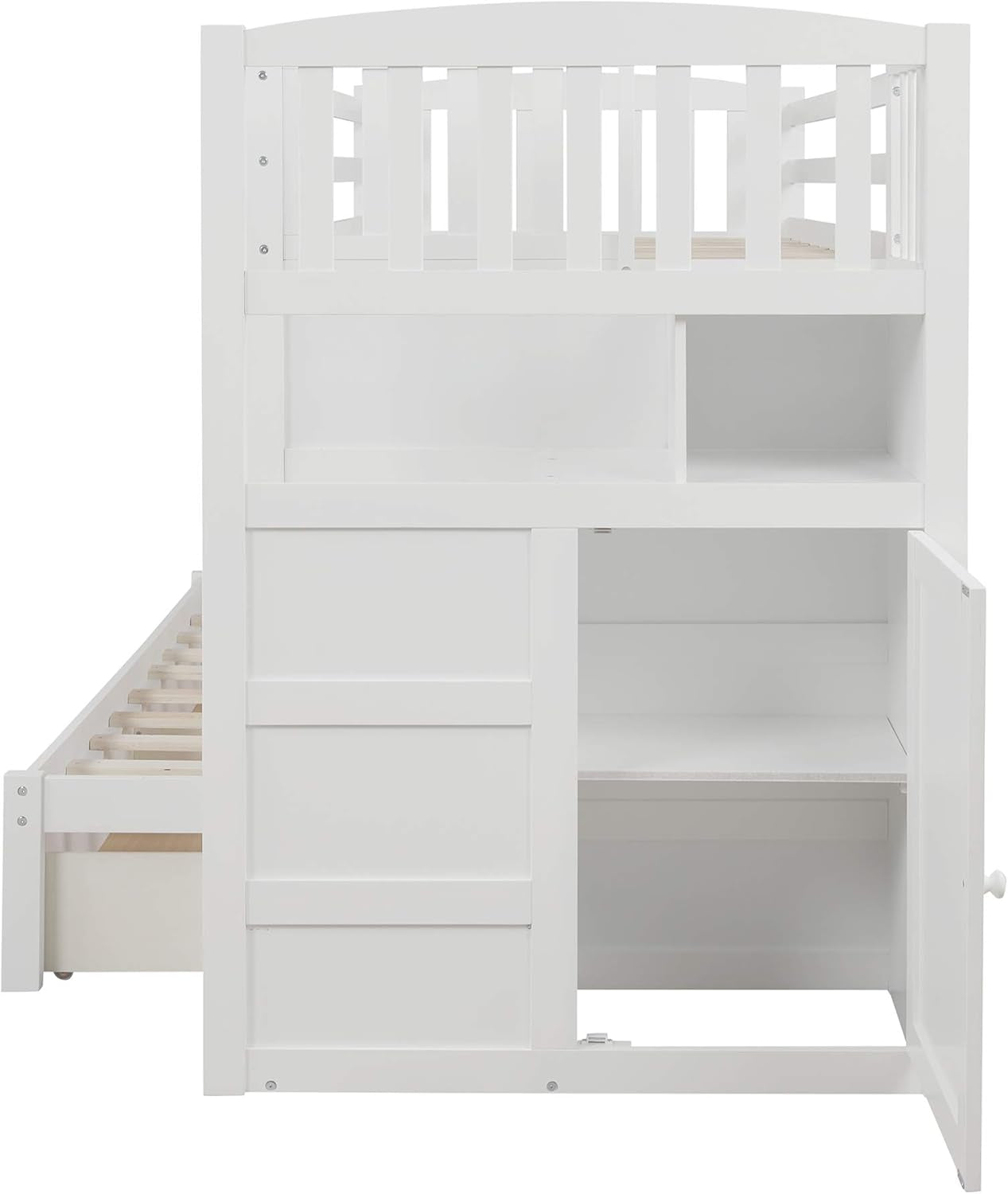 Wood Bunk Beds with Staircase and Drawers, Twin over Twin/Full Bunk Bed with Storage Cabinet Convertible Bunk Bed for Kids