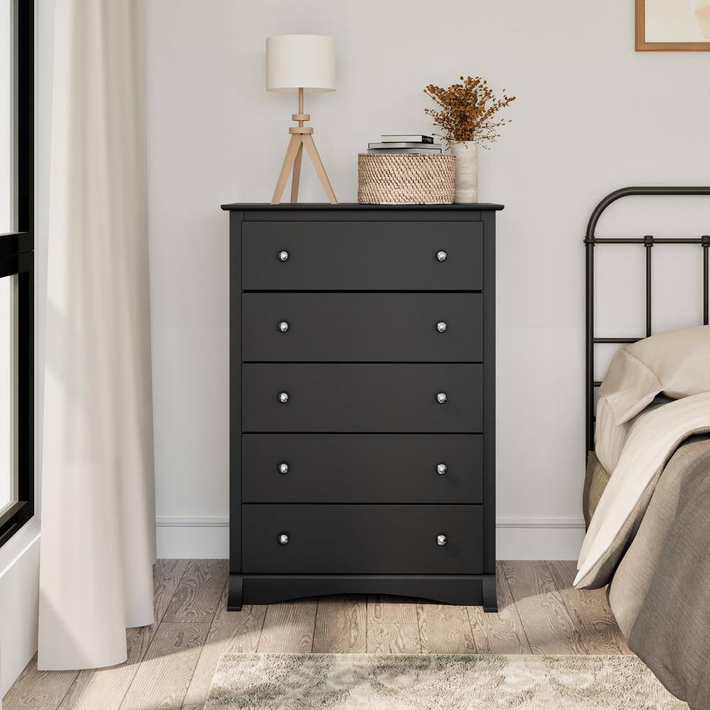 Sonoma 5-Drawer Black Chest of Drawers