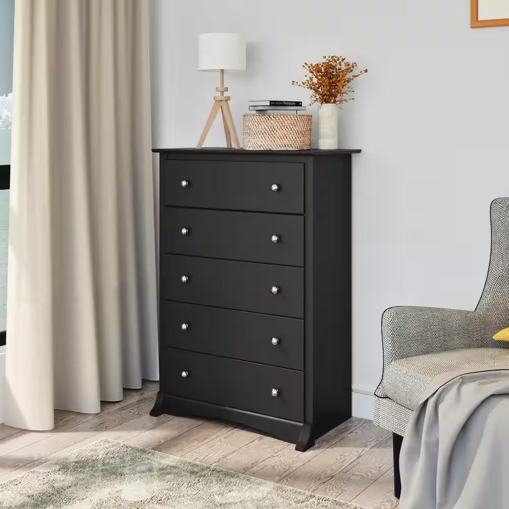 Sonoma 5-Drawer Black Chest of Drawers