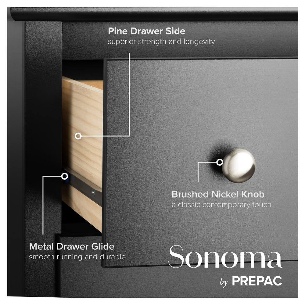 Sonoma 5-Drawer Black Chest of Drawers