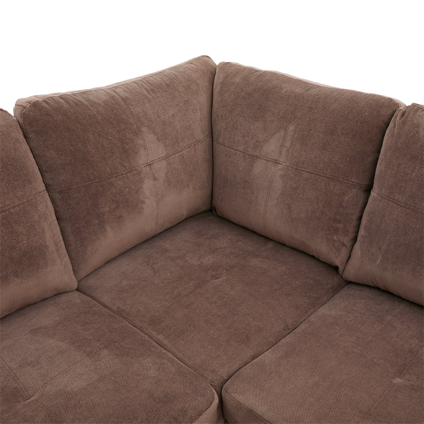 3 Piece L-Shape Sectional Sofa Couch W/ Storage Ottoman, 2 Pillows, Pineapple Velvet, Brown