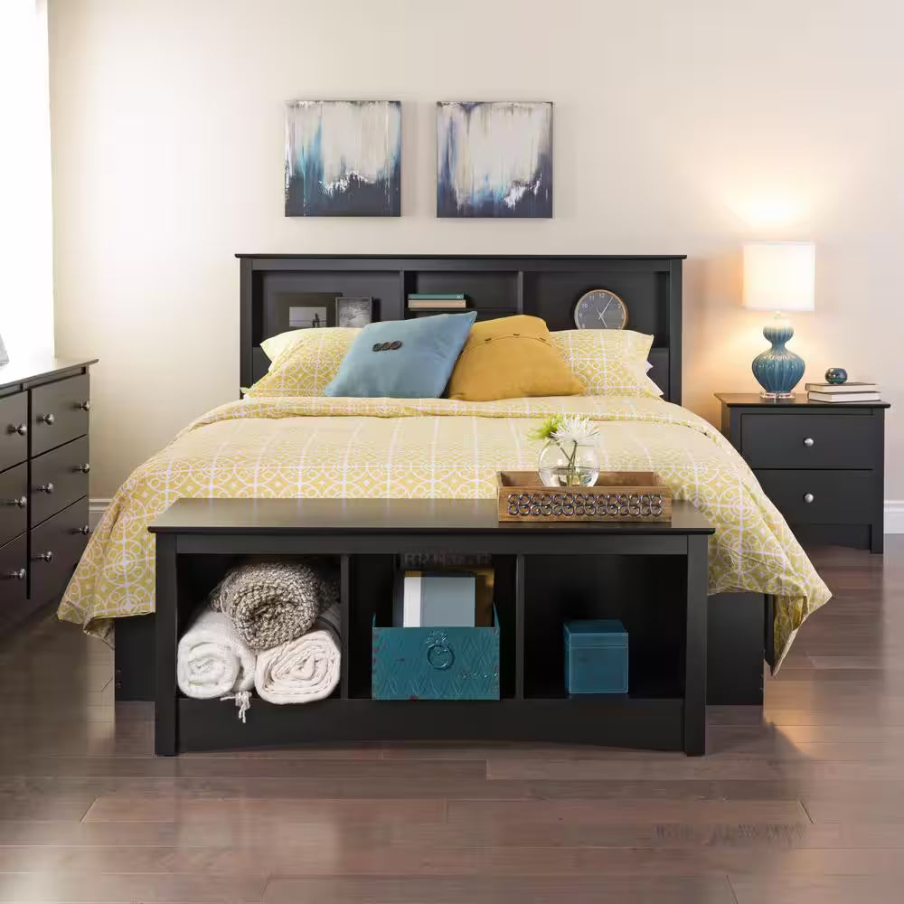 Sonoma Black Traditional Nightstand with Two Drawers, 23.25 Inches Wide, Ideal for Bedroom Use