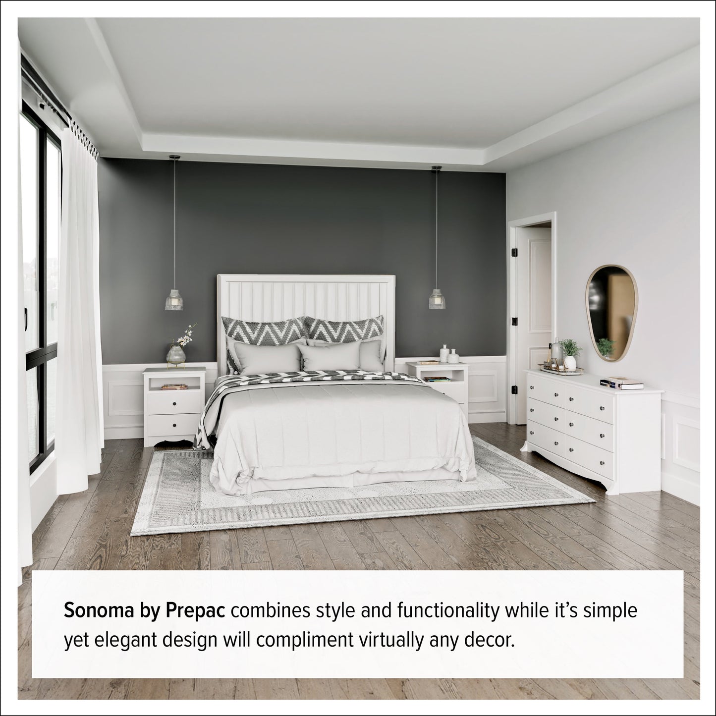Monterey 6 Drawer Dresser, White