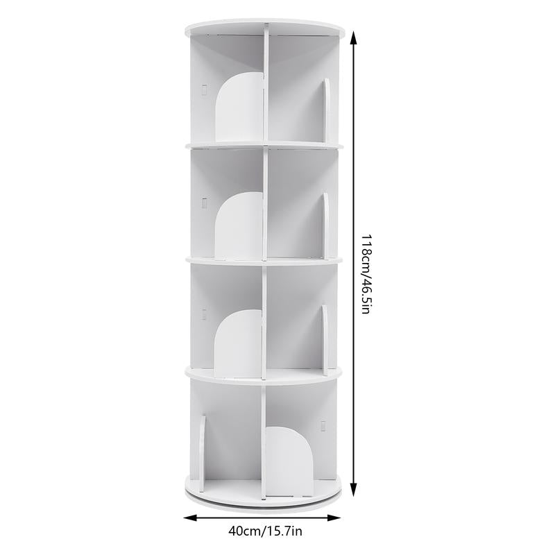 CNCEST Rotating Bookshelf Tower 360° Bookcase Figure Display Shelf Bedroom Storage Rack Classroom Organizer Smooth Wooden Birthday Gift Home Decor