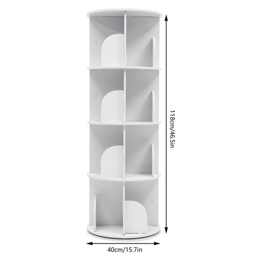 CNCEST Rotating Bookshelf Tower 360° Bookcase Figure Display Shelf Bedroom Storage Rack Classroom Organizer Smooth Wooden Birthday Gift Home Decor