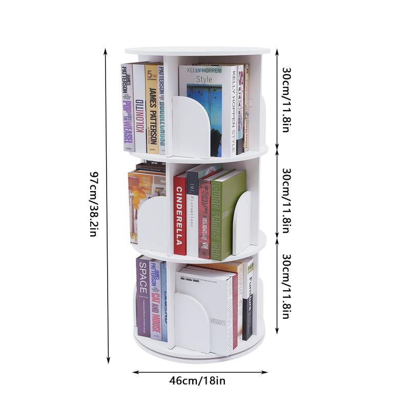 CNCEST Rotating Bookshelf Tower 360° Bookcase Figure Display Shelf Bedroom Storage Rack Classroom Organizer Smooth Wooden Birthday Gift Home Decor