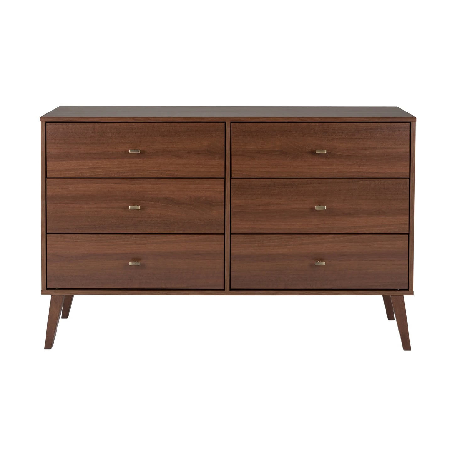 Milo Mid-Century 6 Drawer Wooden Dresser, 16.75" X 52.5" X 33", Cherry
