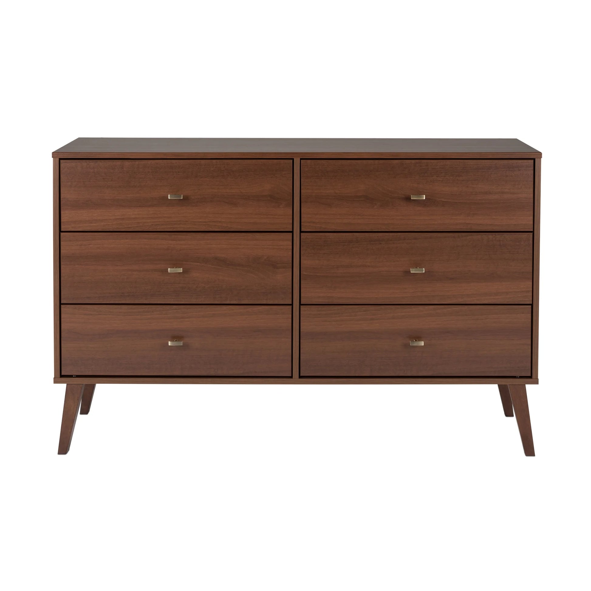 Milo Mid-Century 6 Drawer Wooden Dresser, 16.75" X 52.5" X 33", Cherry