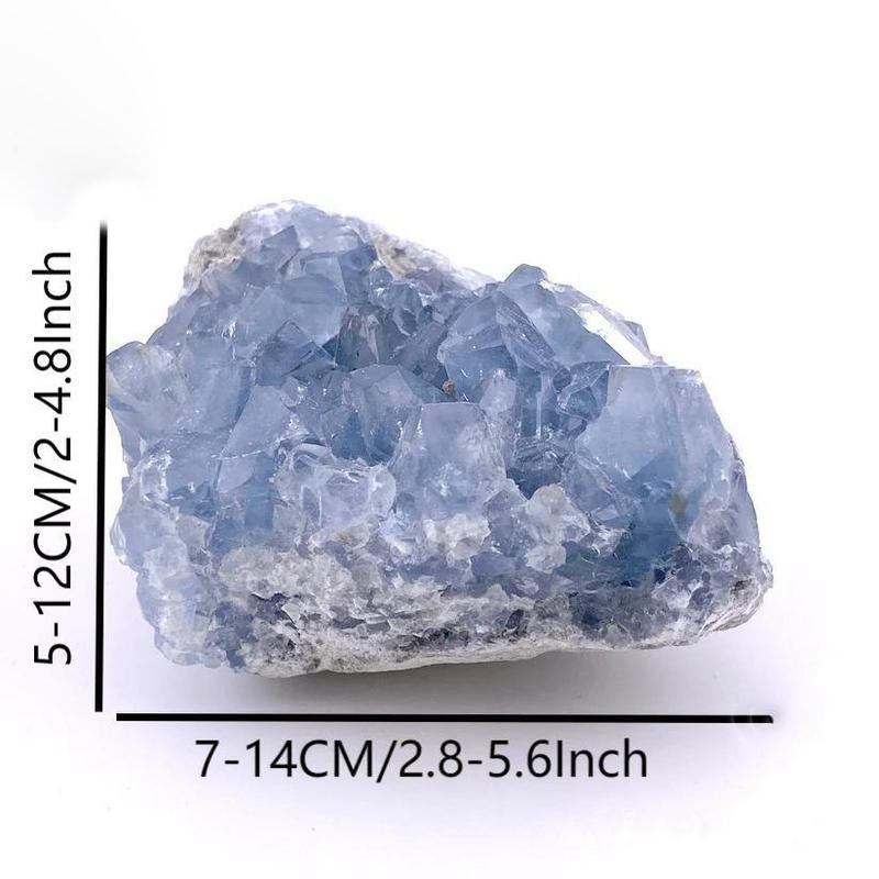 Celestite Crystal Cluster, 1 Count Natural Crystal Stone, Healing Crystal Stone, Home Decor, Desktop Ornament, Energy Crystal, Suitable for Aquarium Decoration