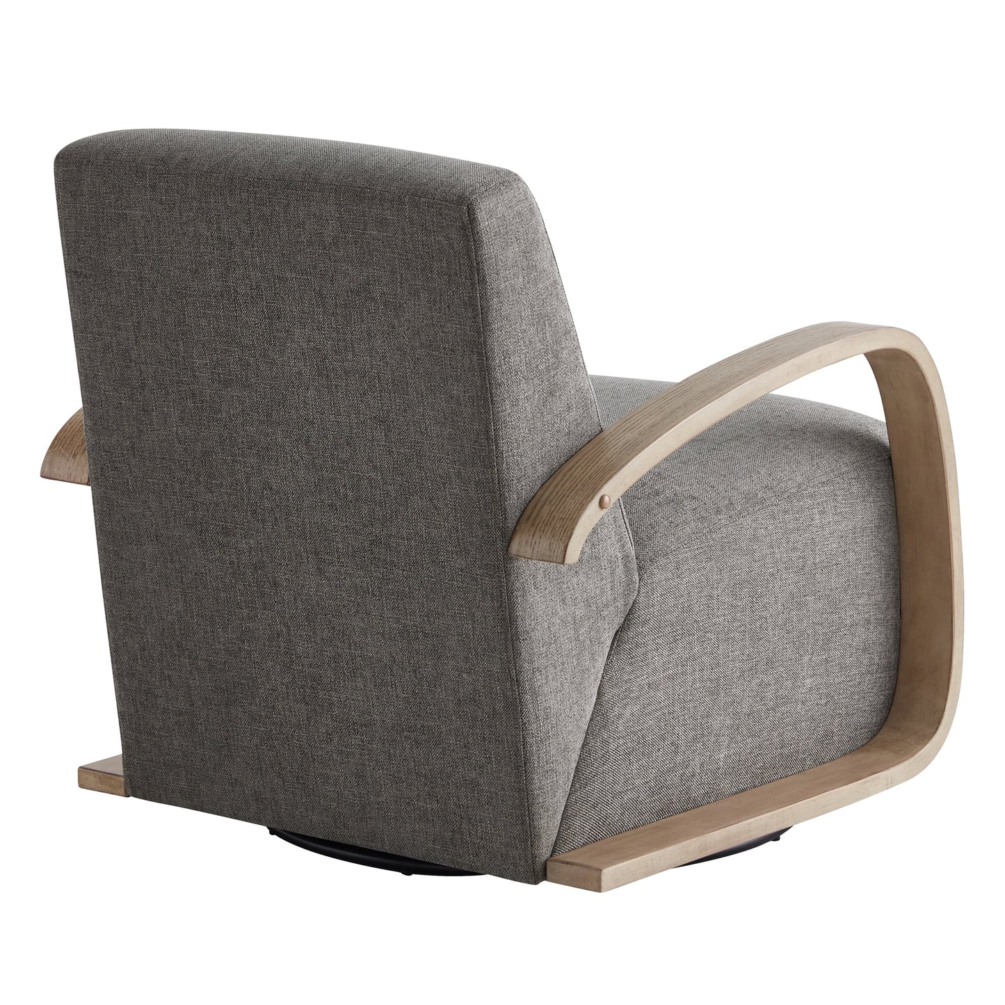 Swivel Accent Chair with U-Shaped Wood Arm for Living Room Beedroom, Fossil Gray Faux Leather&Gray Wood
