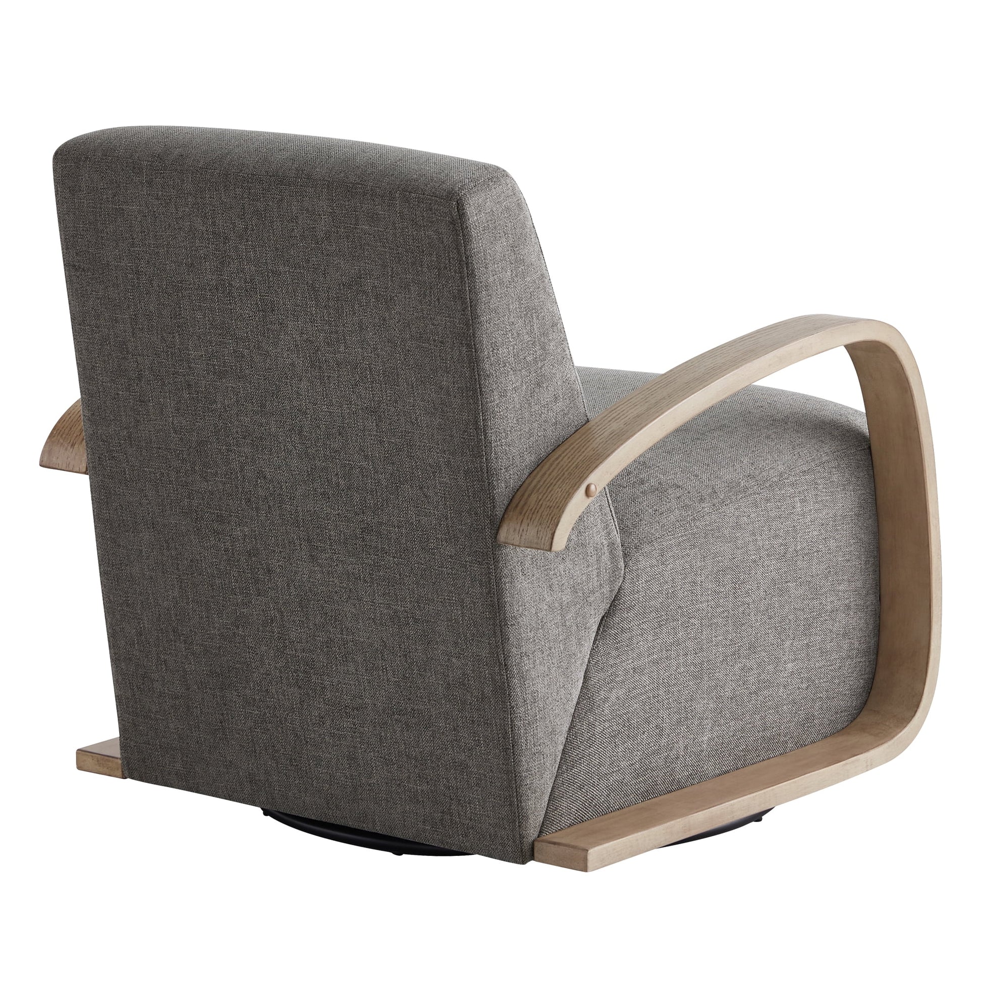 Swivel Accent Chair with U-Shaped Wood Arm for Living Room Beedroom, Fossil Gray Faux Leather&Gray Wood