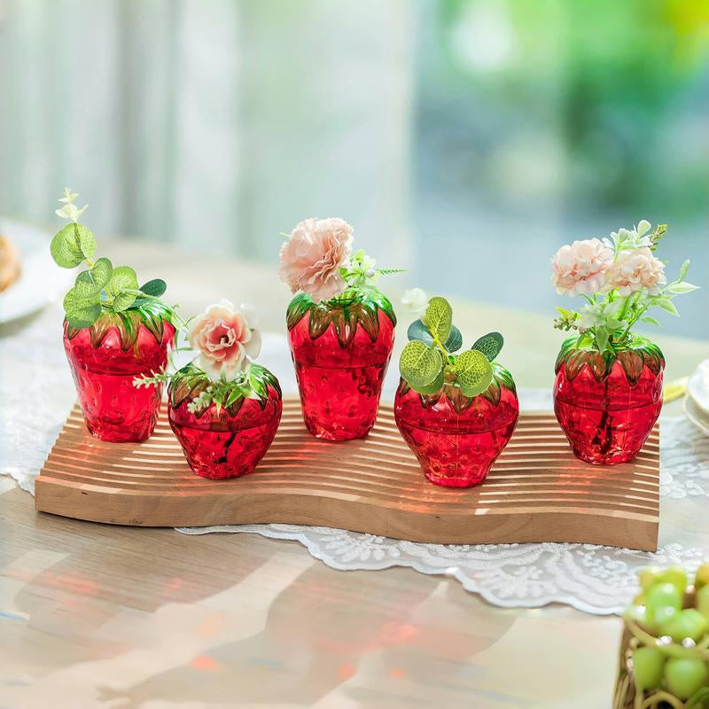 Cute Strawberry Vase for Flowers: Unique Glass Strawberry Decor for Home Kitchen Bathroom Office, Plant Propagation, Housewarming Gift