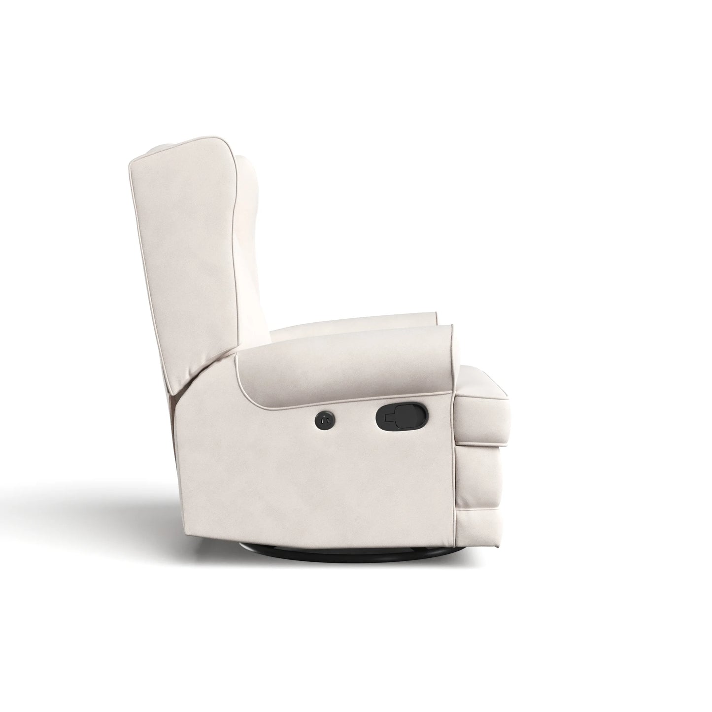 Serenity Wingback Infant Upholstered Recline Glider with USB, Ivory