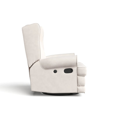 Serenity Wingback Infant Upholstered Recline Glider with USB, Ivory