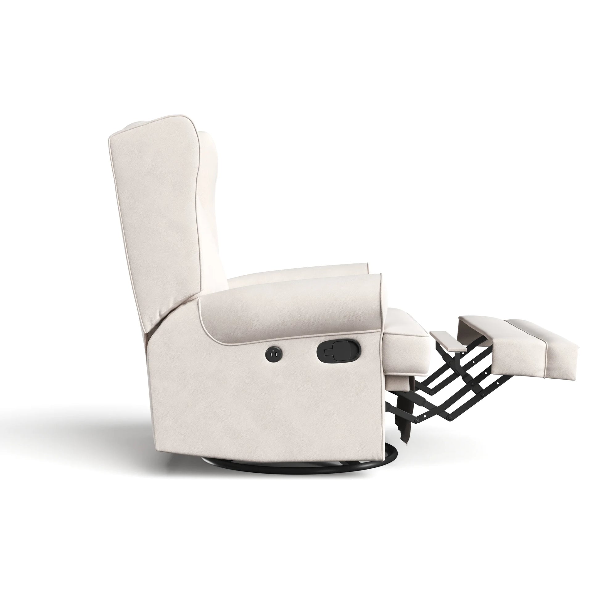 Serenity Wingback Infant Upholstered Recline Glider with USB, Ivory