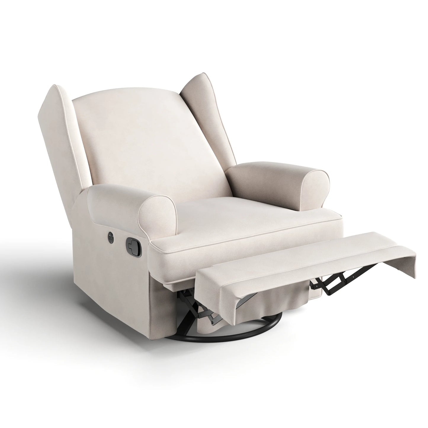 Serenity Wingback Infant Upholstered Recline Glider with USB, Ivory