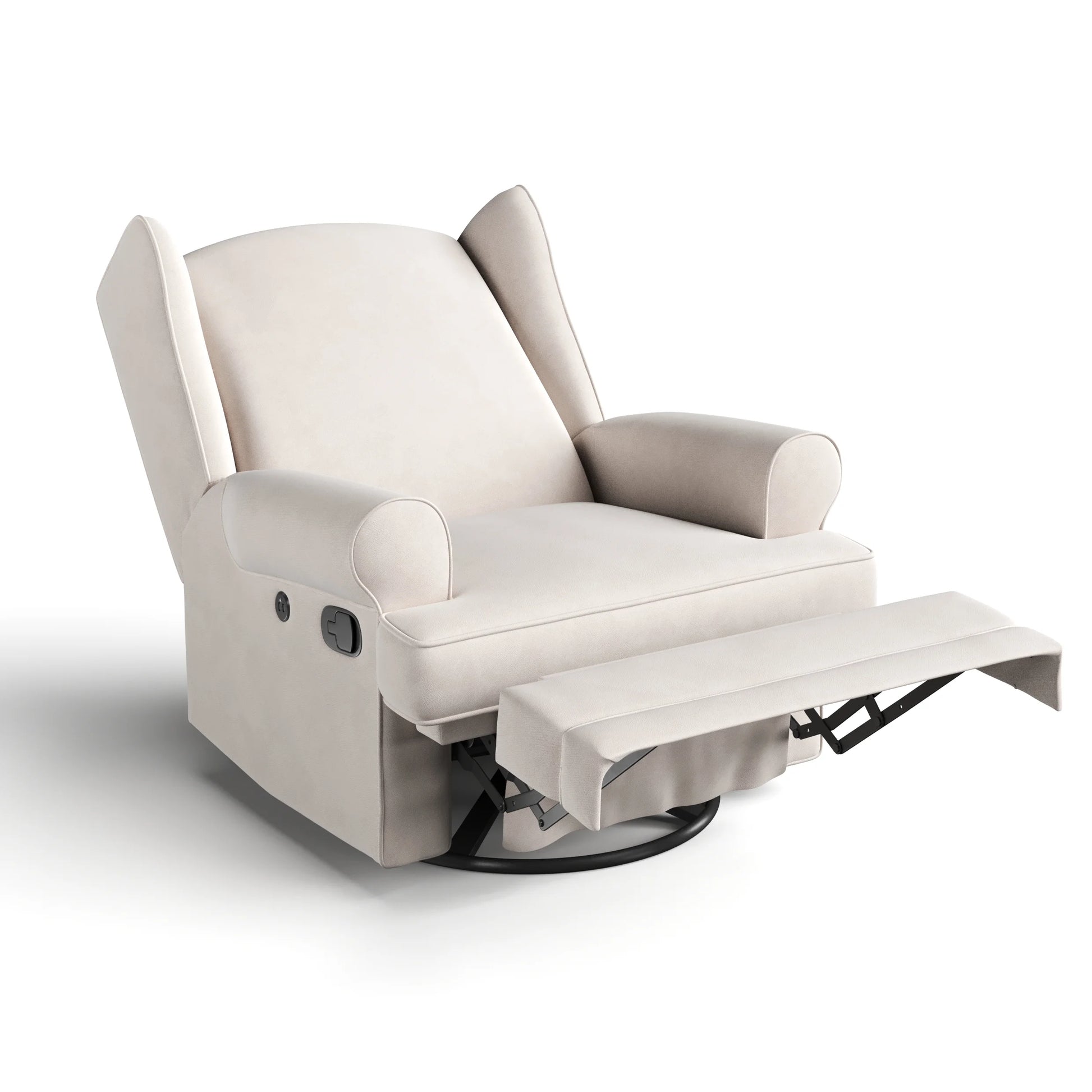Serenity Wingback Infant Upholstered Recline Glider with USB, Ivory