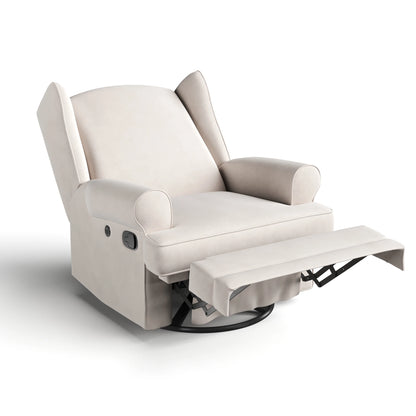 Serenity Wingback Infant Upholstered Recline Glider with USB, Ivory
