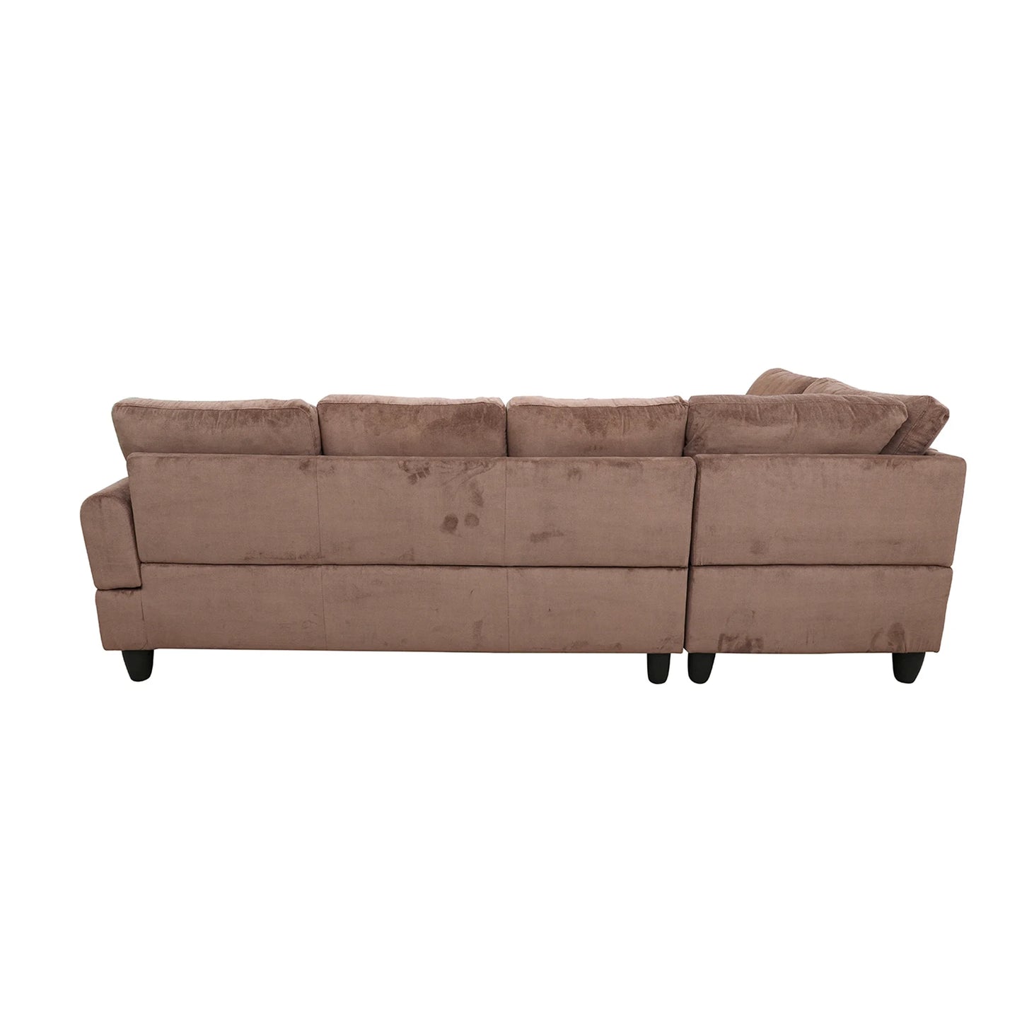 3 Piece L-Shape Sectional Sofa Couch W/ Storage Ottoman, 2 Pillows, Pineapple Velvet, Brown