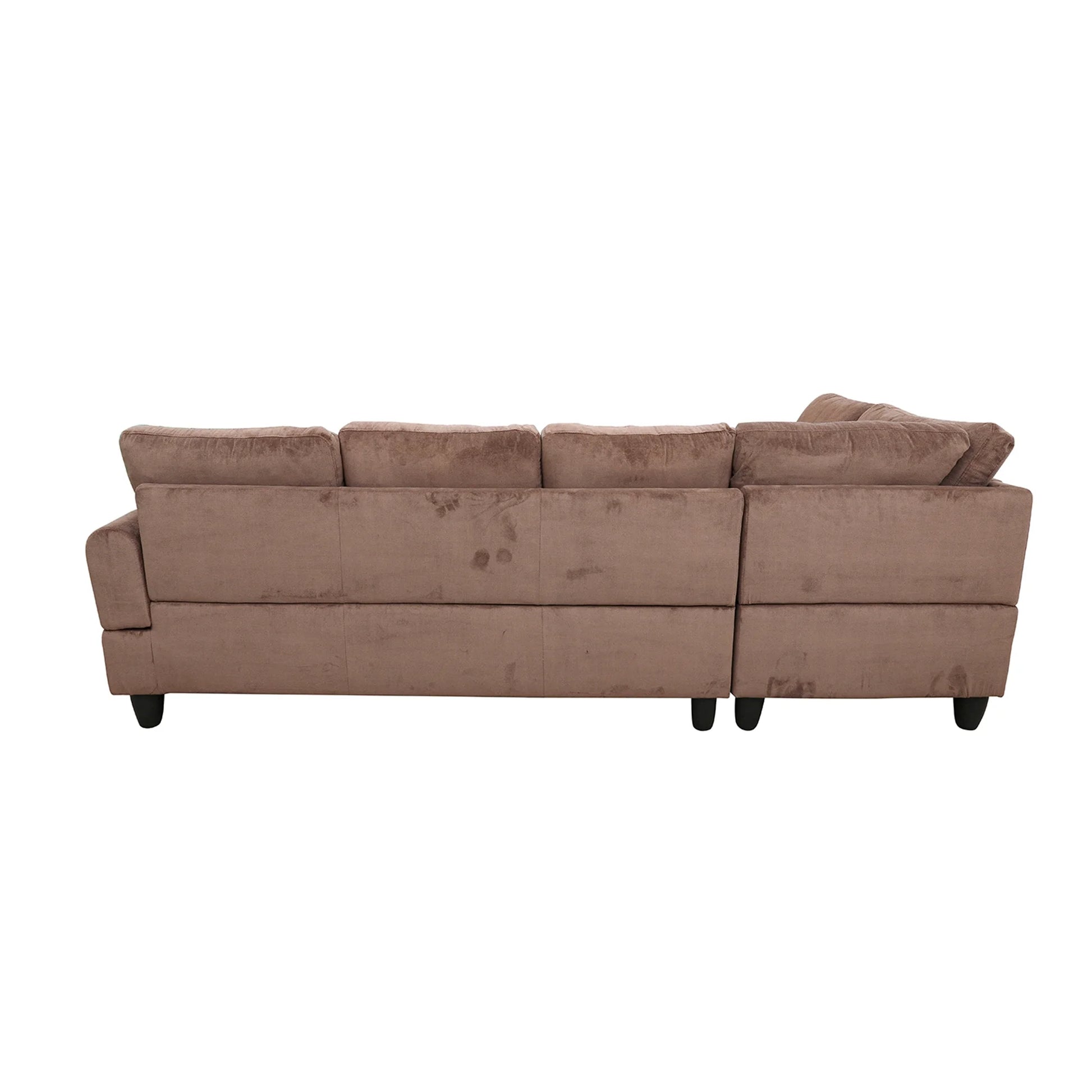 3 Piece L-Shape Sectional Sofa Couch W/ Storage Ottoman, 2 Pillows, Pineapple Velvet, Brown