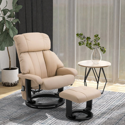 Massage PU Leather Lounge Living Room Recliner Chair W/ Remote, Footrest, Beige