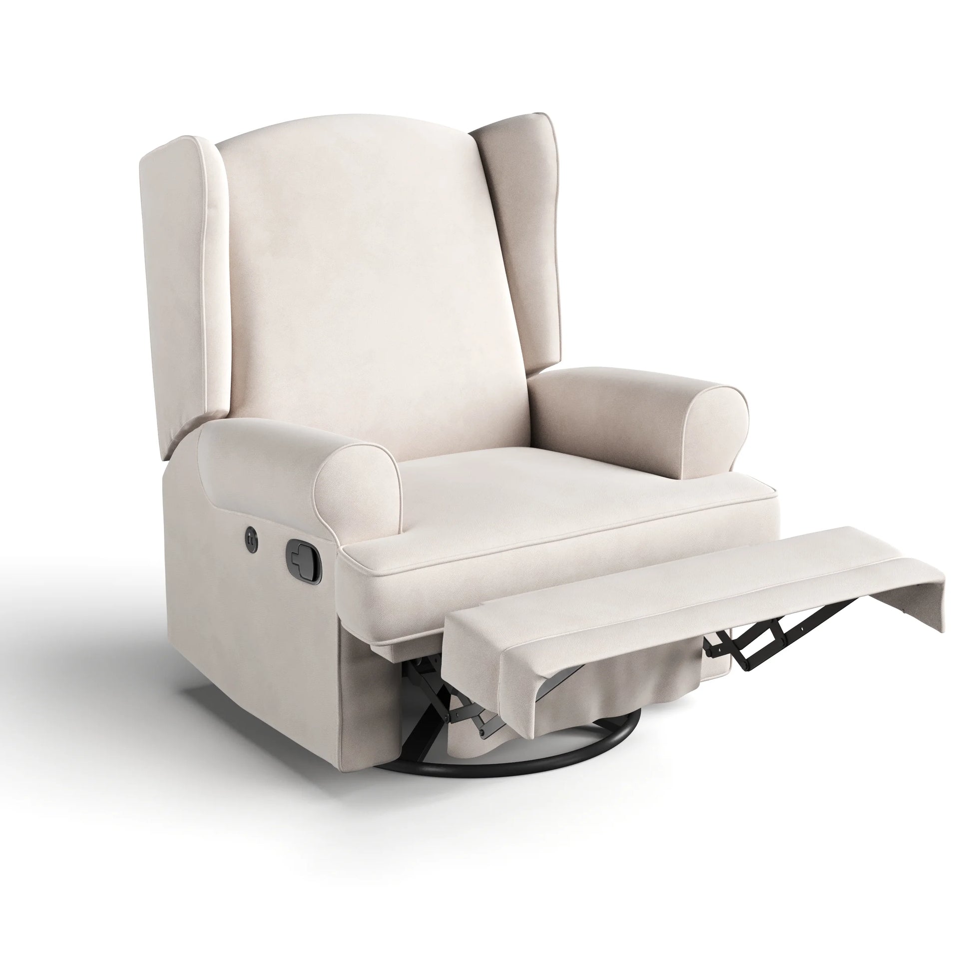 Serenity Wingback Infant Upholstered Recline Glider with USB, Ivory