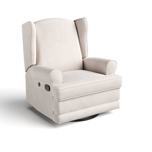 Serenity Wingback Infant Upholstered Recline Glider with USB, Ivory