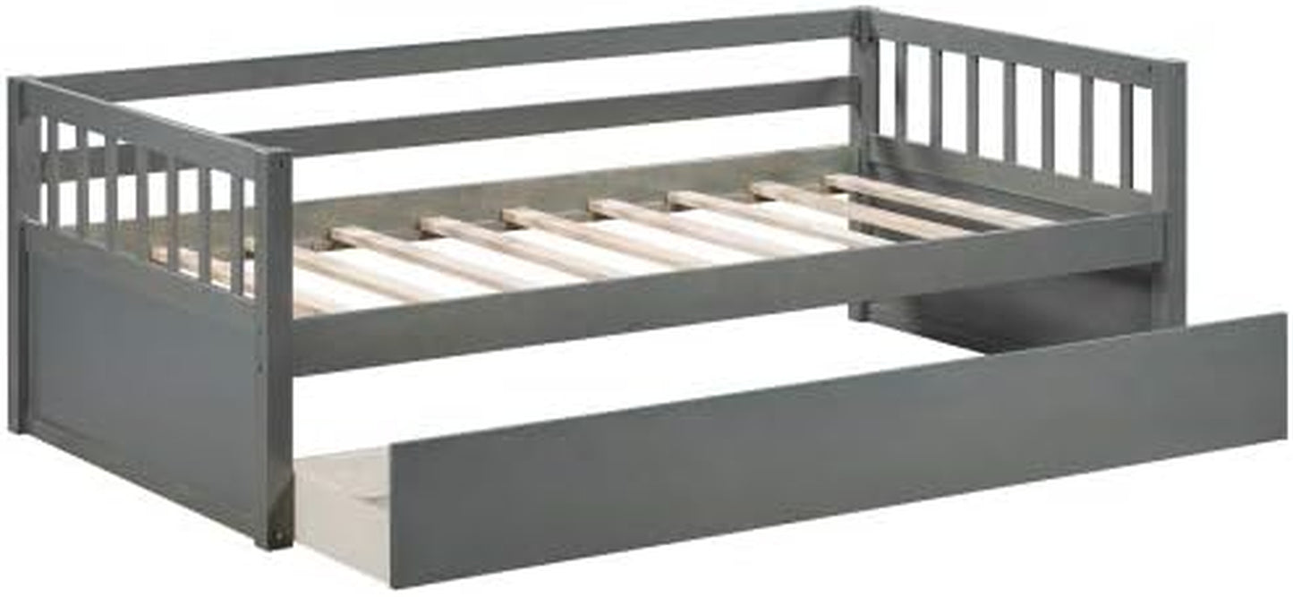 Twin Size Daybed with Inseparable 2 Drawers for Bedroom Wooden Daybed Frame with Storage Drawers Bedroom Furniture Gray 76"X 58.6"X 26.9"(Lxwxh)