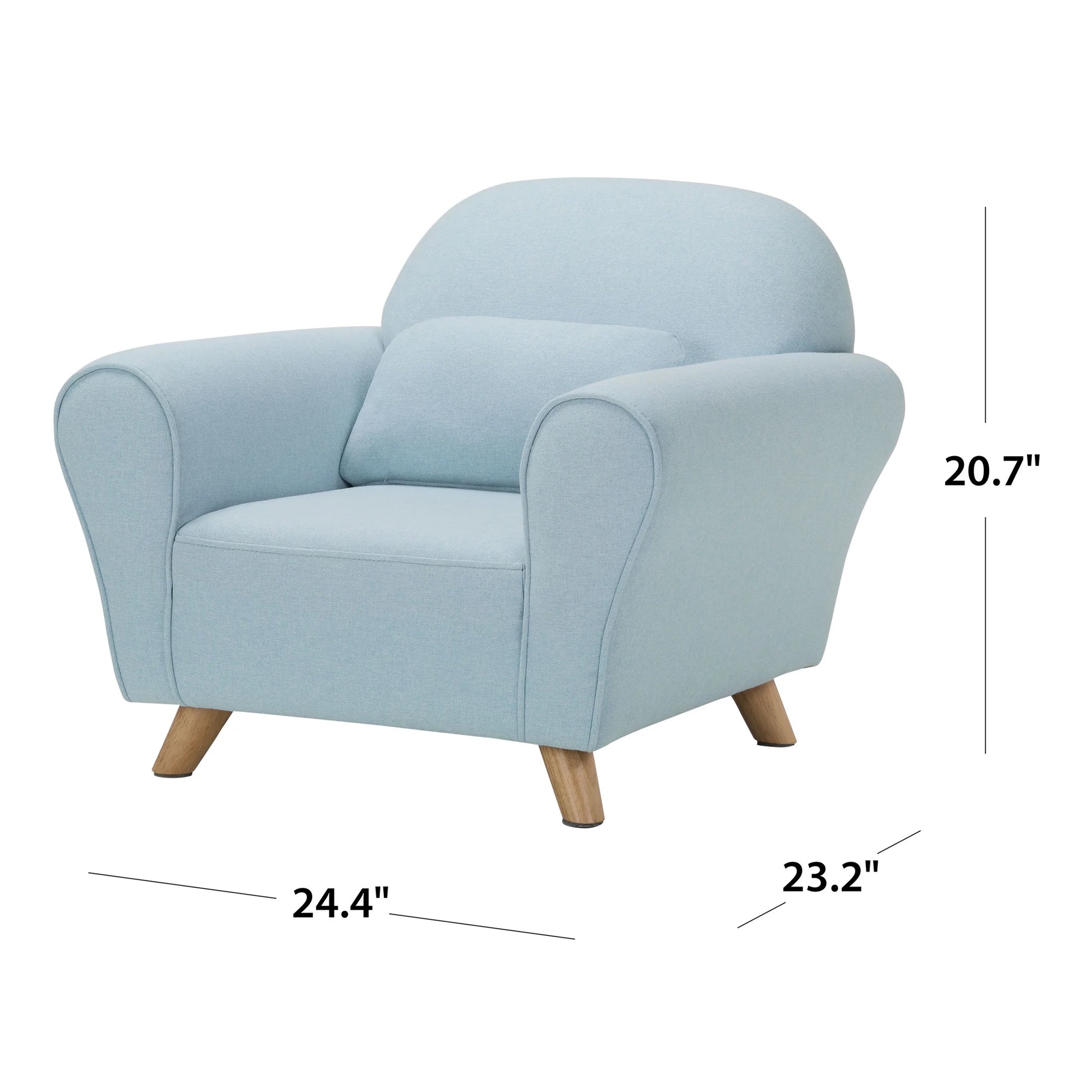 Nisco Kids Modern Upholstered Accent Armchair, Light Blue