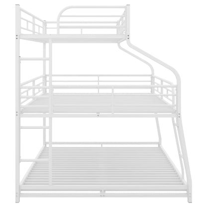 Twin Xl/Full Xl/Queen Size Triple Bunk Bed, 3 Bunk Beds/Metal Triple Bunk Bed with Long, Short Ladder and Full-Length Guardrails, Triple Bunk Bed for Kids,Teens, Adults(White)