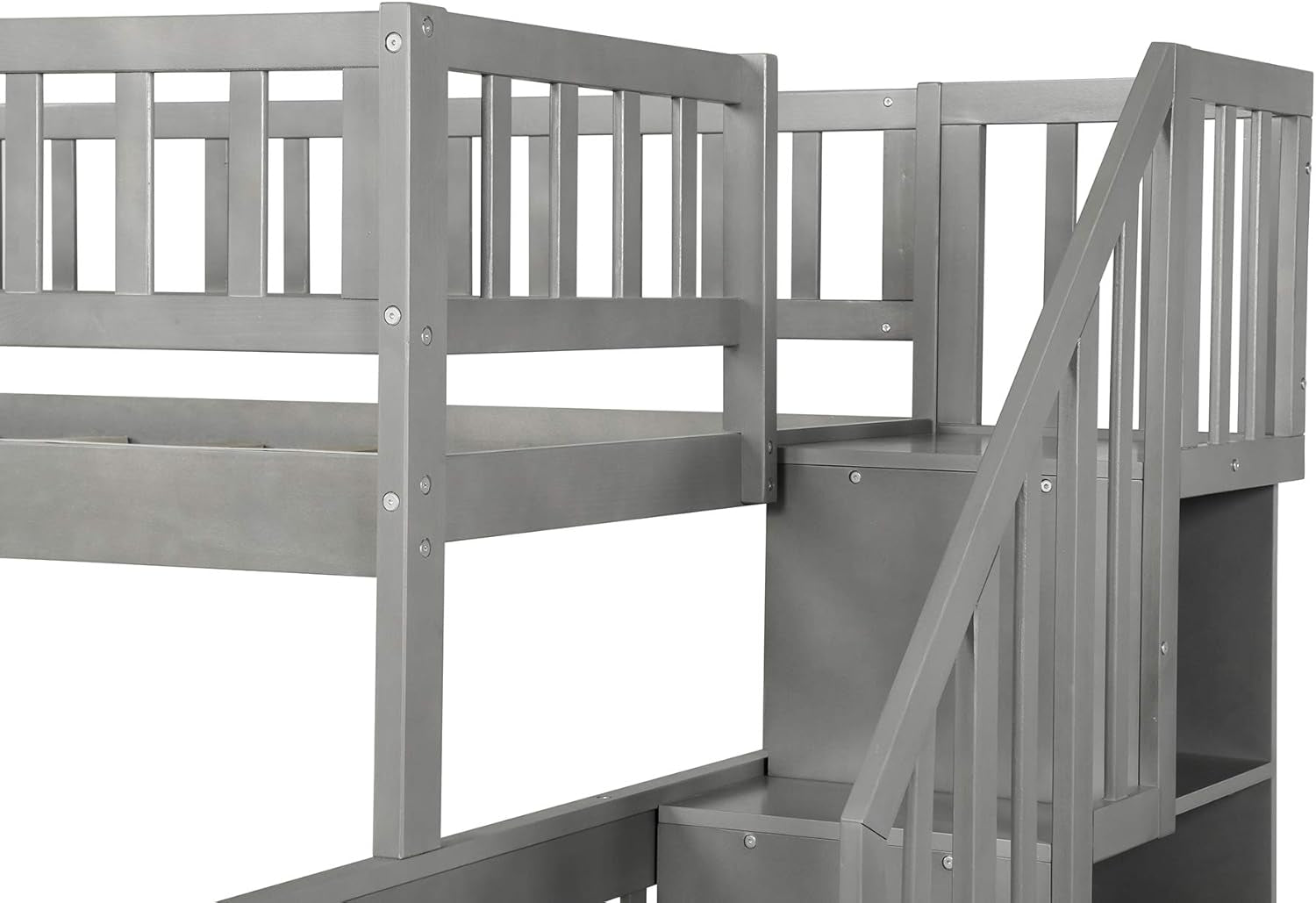 Twin over Full Bunk Bed with Trundle, Wood Bunk Bed Frame with Storage and Safety Rail, Bedroom Furniture, White