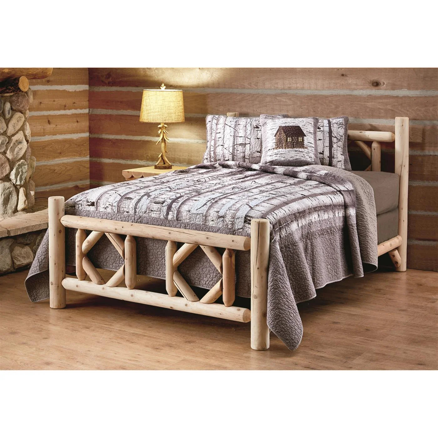 Diamond North American Cedar Log Bed, Queen