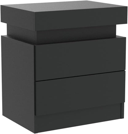 LED Nightstand Modern Black Nightstand Modern Multi-Colour LED Backlight Night Stand Bedroom Furniture Night Table Bedside Tables Side Table for Bedroom, Living Room