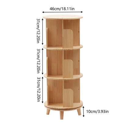 CNCEST Rotating Bookshelf Tower 360° Bookcase Figure Display Shelf Bedroom Storage Rack Classroom Organizer Smooth Wooden Birthday Gift Home Decor