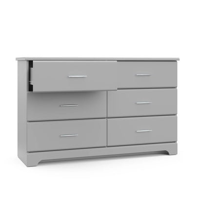 Brookside 6 Drawer Nursery Double Dresser, Pebble Gray