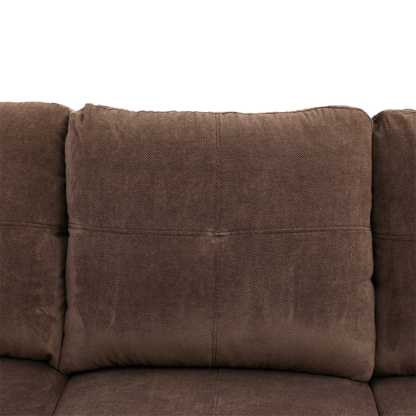 3 Piece L-Shape Sectional Sofa Couch W/ Storage Ottoman, 2 Pillows, Pineapple Velvet, Brown