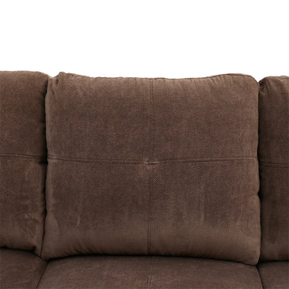 3 Piece L-Shape Sectional Sofa Couch W/ Storage Ottoman, 2 Pillows, Pineapple Velvet, Brown