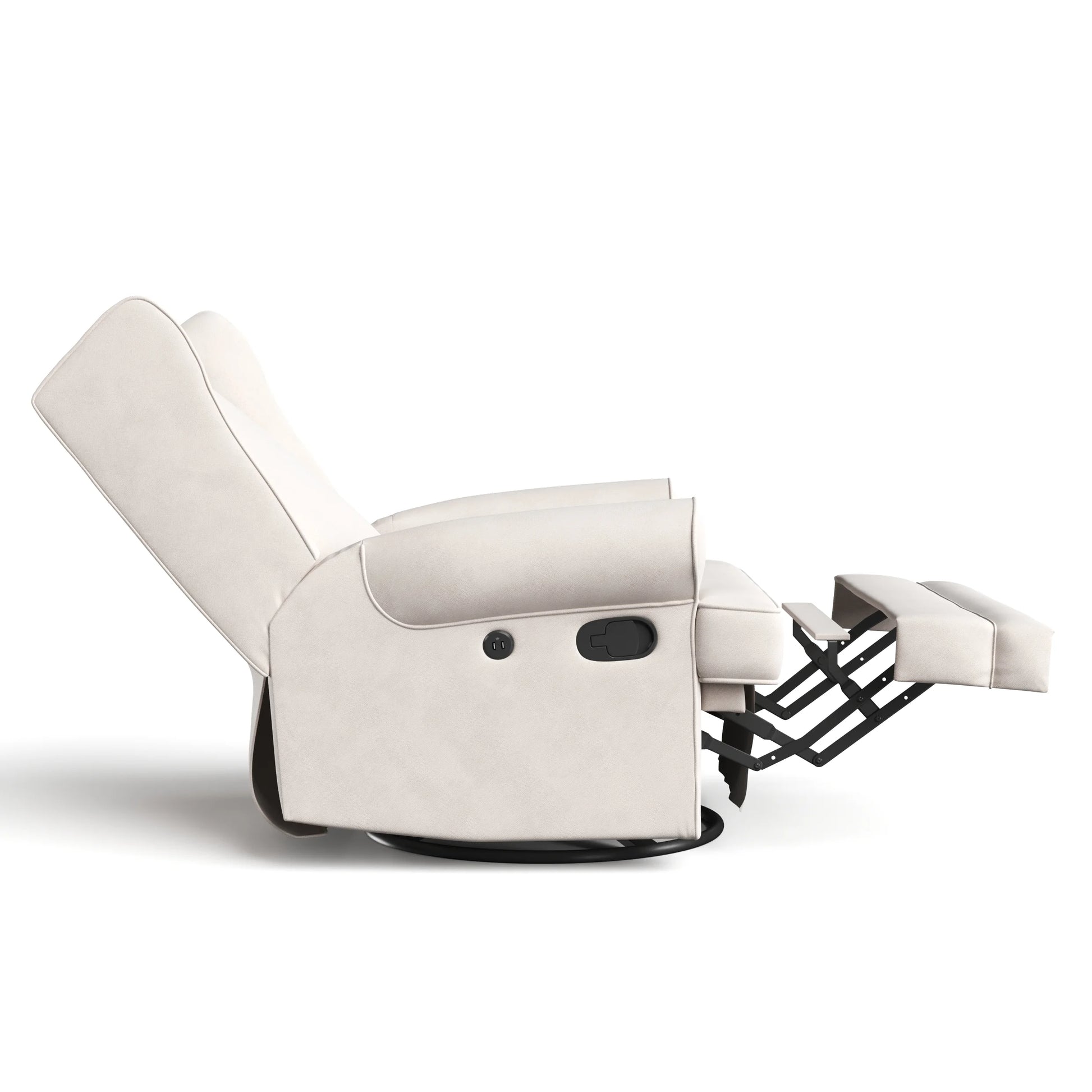 Serenity Wingback Infant Upholstered Recline Glider with USB, Ivory