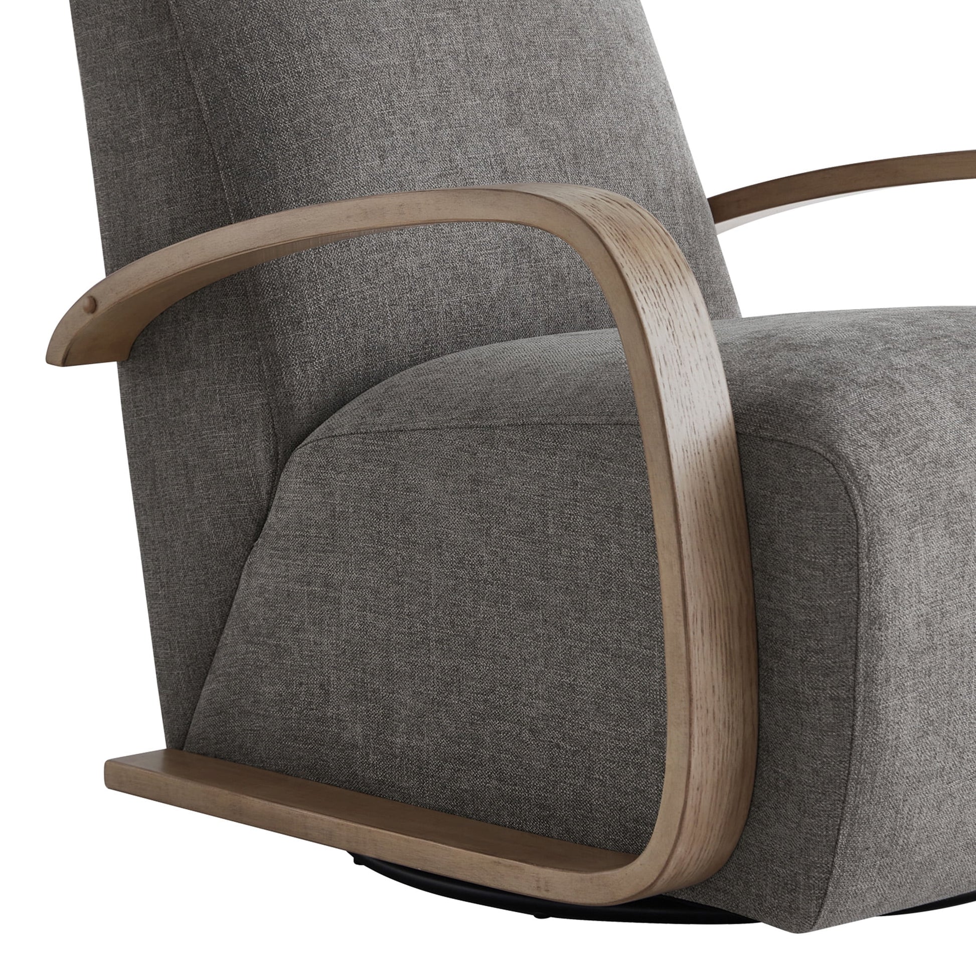 Swivel Accent Chair with U-Shaped Wood Arm for Living Room Beedroom, Fossil Gray Faux Leather&Gray Wood