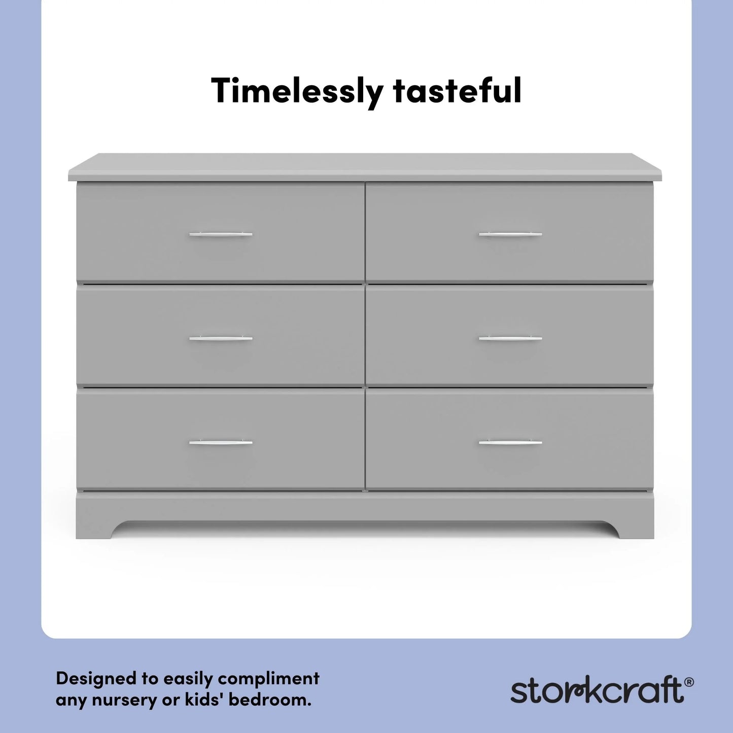 Brookside 6 Drawer Nursery Double Dresser, Pebble Gray