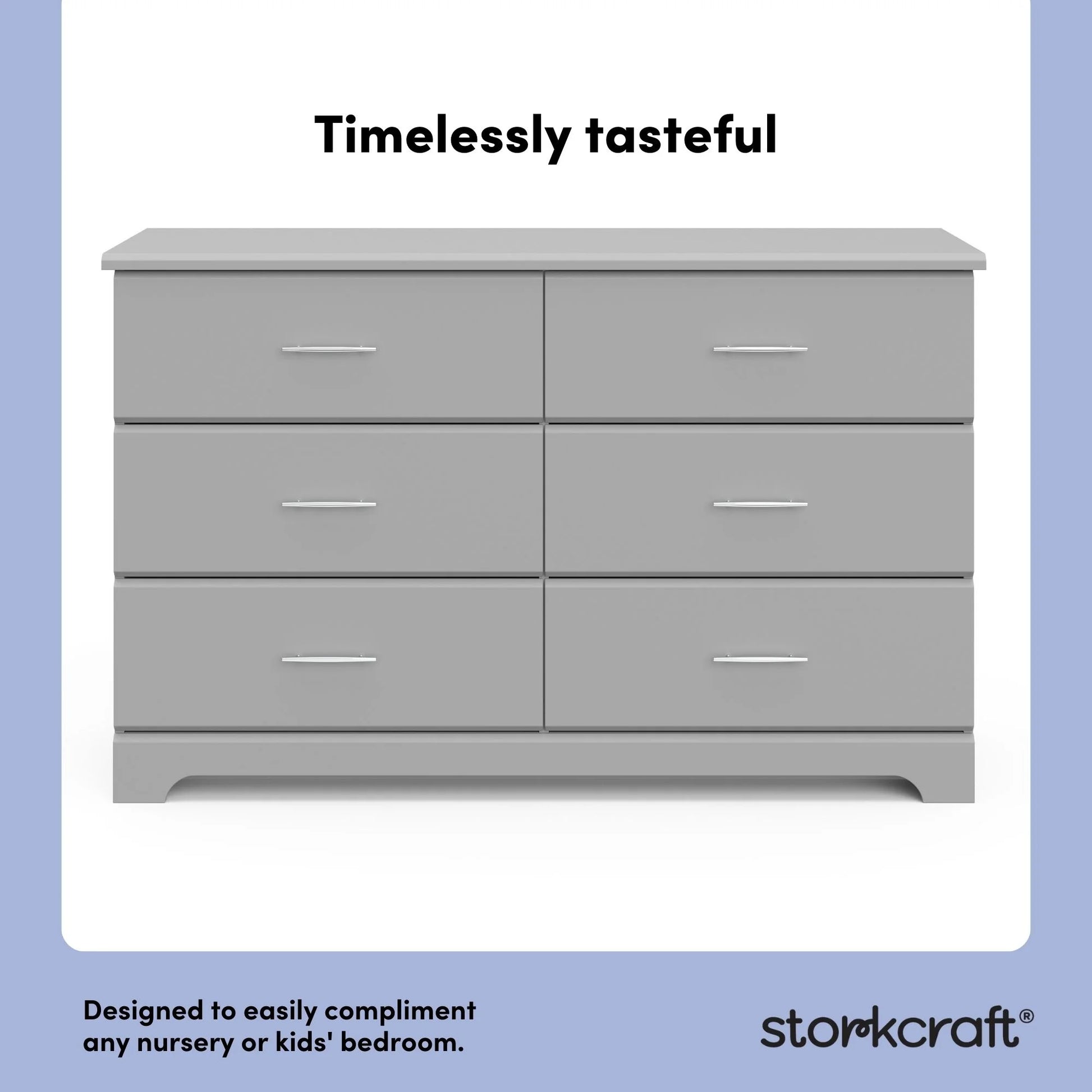Brookside 6 Drawer Nursery Double Dresser, Pebble Gray