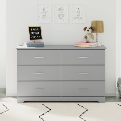 Brookside 6 Drawer Nursery Double Dresser, Pebble Gray