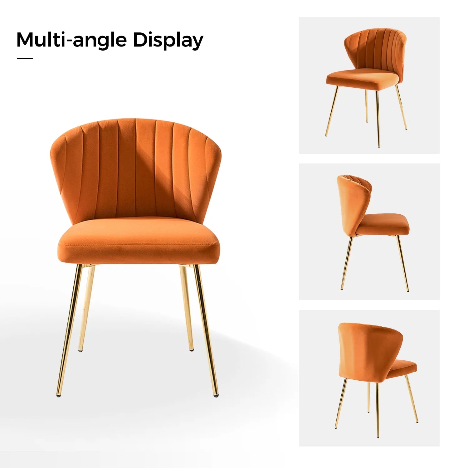 Modern Velvet Wingback Accent Chair Upholstered Vanity Chair Bedroom Living Room Orange