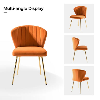 Modern Velvet Wingback Accent Chair Upholstered Vanity Chair Bedroom Living Room Orange
