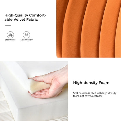 Modern Velvet Wingback Accent Chair Upholstered Vanity Chair Bedroom Living Room Orange