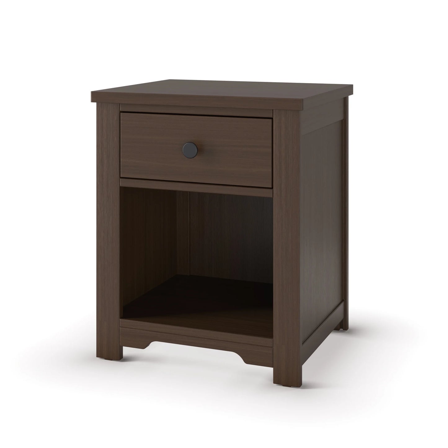 Woodland Toddler Bed and Nightstand Bedroom Set, Low to Ground Design, Brushed Truffle, 2-Piece