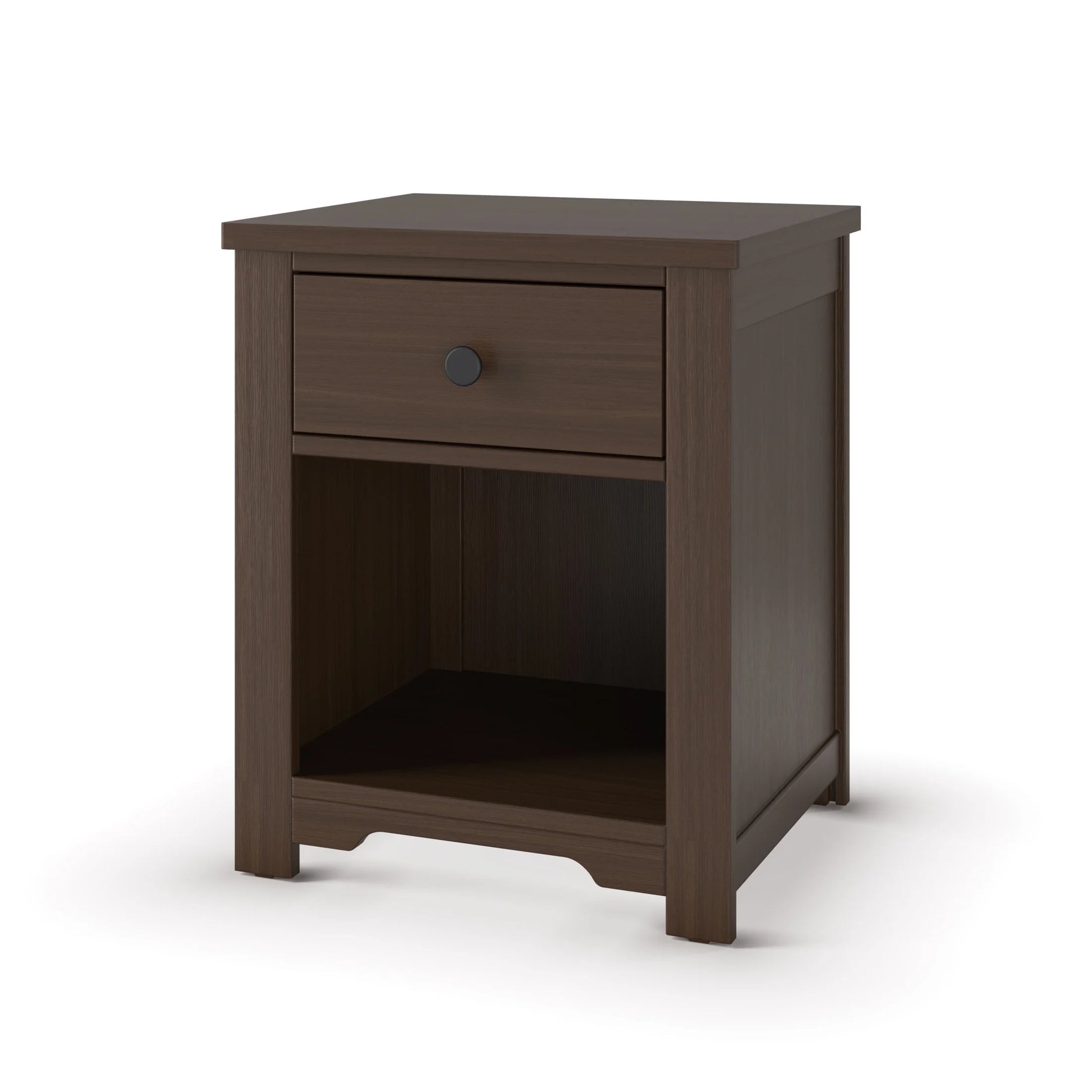 Woodland Toddler Bed and Nightstand Bedroom Set, Low to Ground Design, Brushed Truffle, 2-Piece