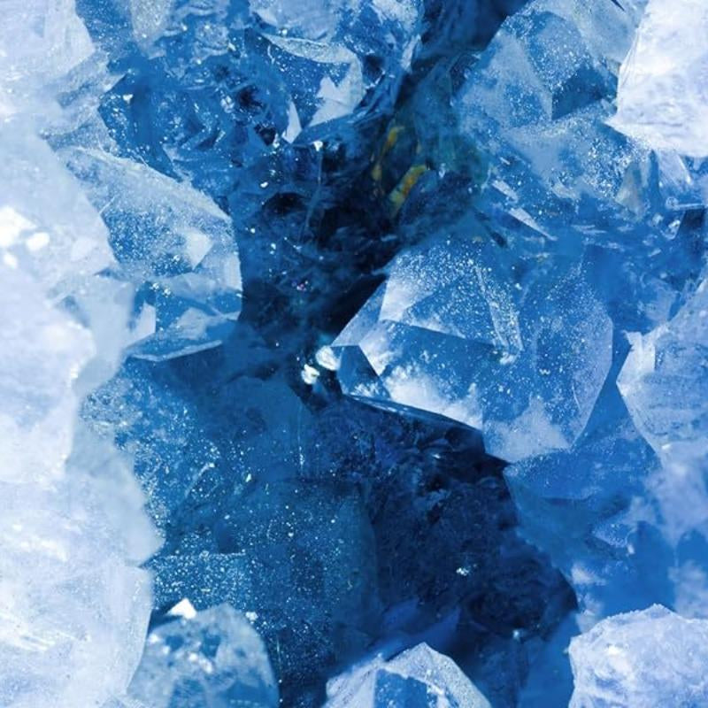 Celestite Crystal Cluster, 1 Count Natural Crystal Stone, Healing Crystal Stone, Home Decor, Desktop Ornament, Energy Crystal, Suitable for Aquarium Decoration