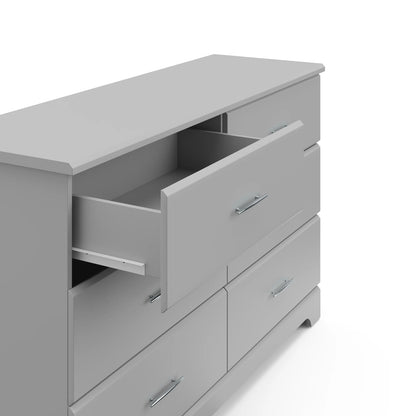 Brookside 6 Drawer Nursery Double Dresser, Pebble Gray