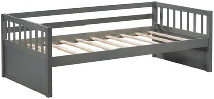 Twin Size Daybed with Inseparable 2 Drawers for Bedroom Wooden Daybed Frame with Storage Drawers Bedroom Furniture Gray 76"X 58.6"X 26.9"(Lxwxh)